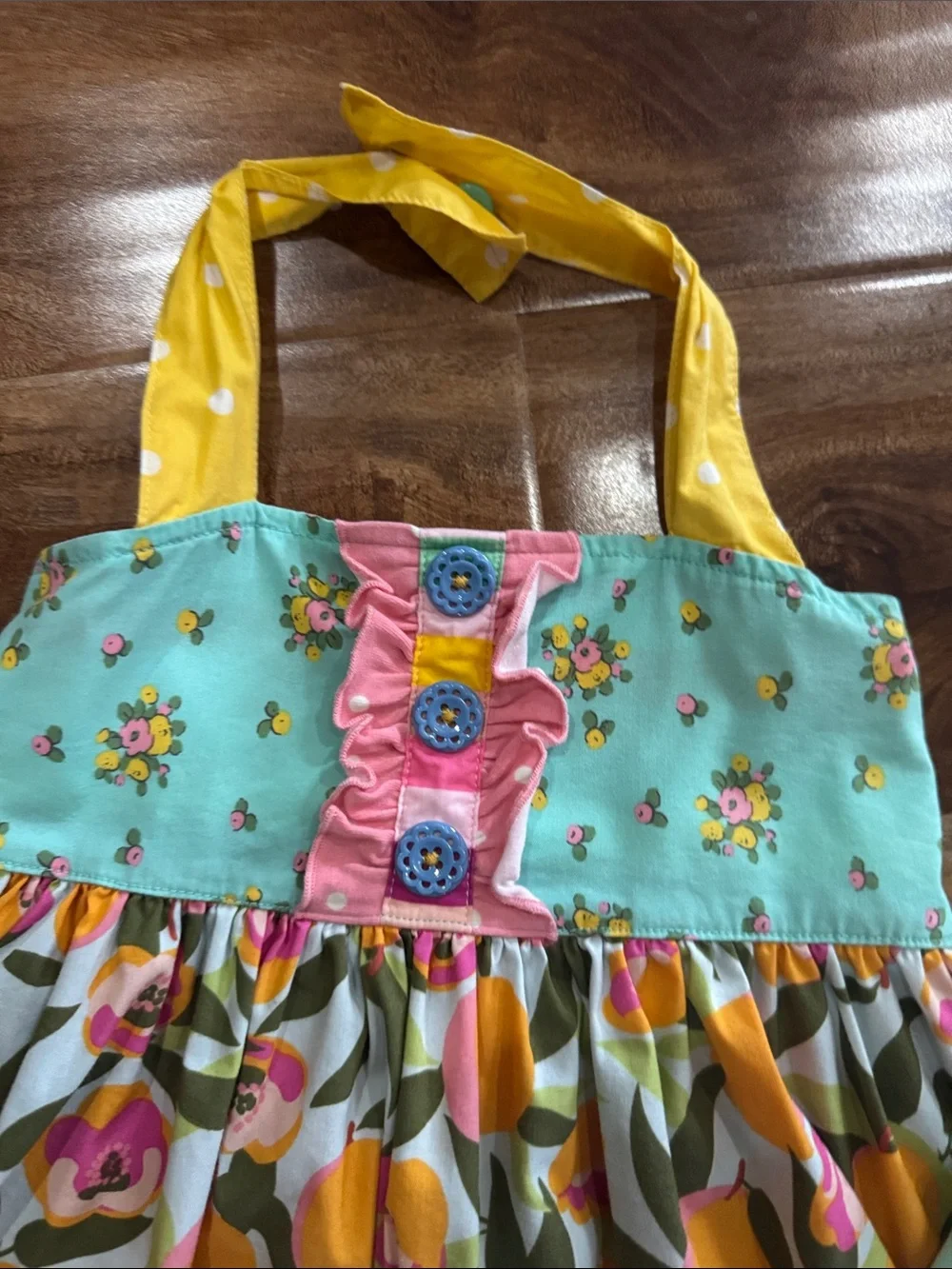 Matilda Jane Citrus Floral Halter top with Polka Dot cropped Leggings size 4